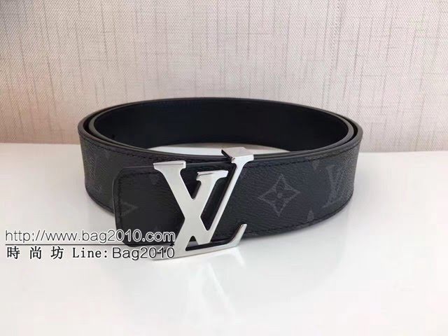 LV新款男士皮帶 路易威登黑花掛扣腰帶  jjp2239